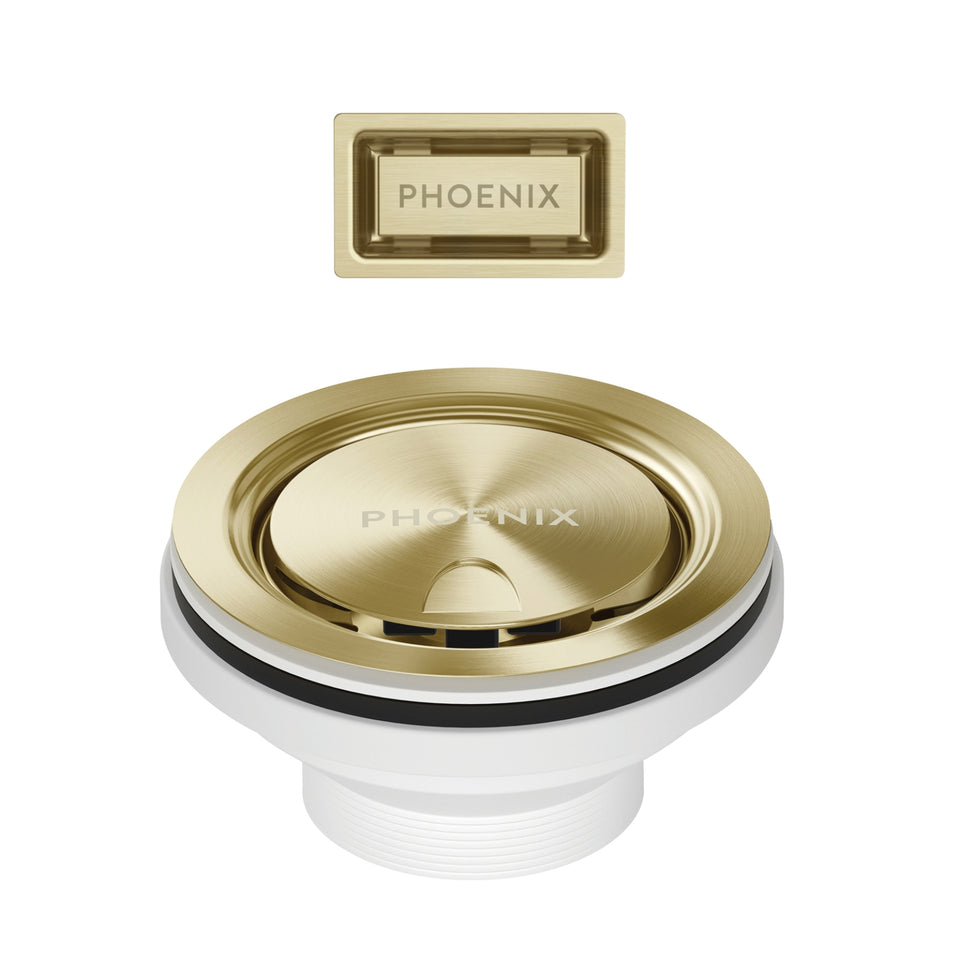 Phoenix Sink Package 2 - Matte White Sink & Brushed Gold Mixer