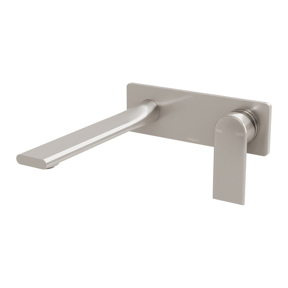 Phoenix Teel SwitchMix Wall Basin / Bath Mixer Set 200mm Brushed Nickel (Complete Kit)