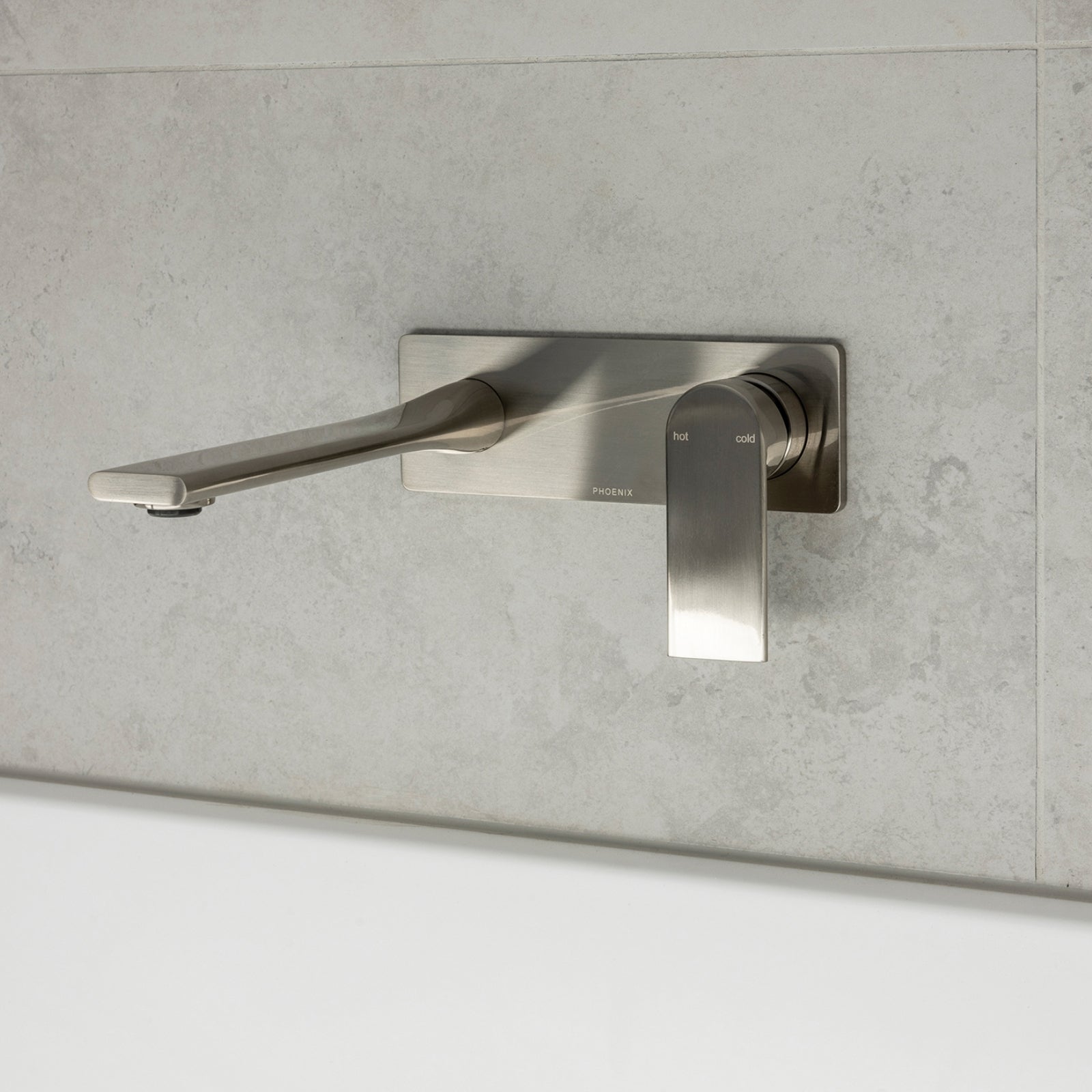 Lifestyle 2 Phoenix Teel SwitchMix Wall Basin / Bath Mixer Set 200mm Brushed Nickel (Complete Kit) 118-2810-40-1-KIT - The Blue Space