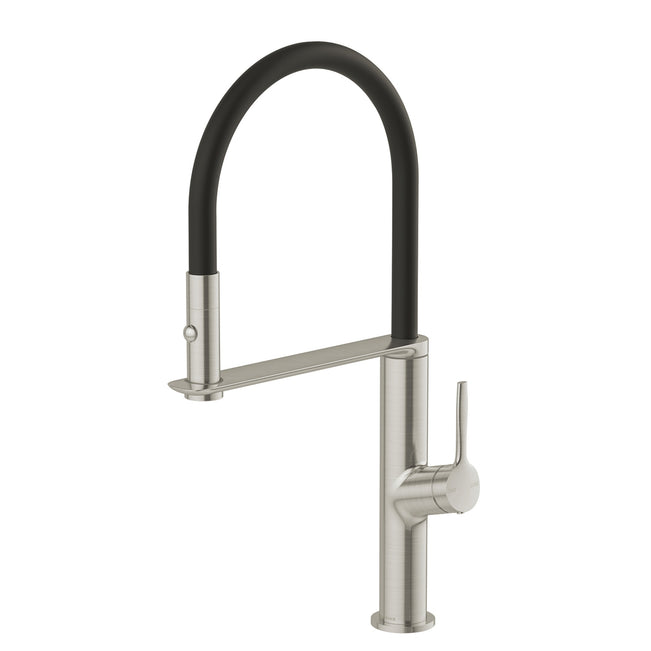 Phoenix Flexible Hose Sink Mixer 200mm - Brushed Nickel 139-7110-40-1 - The Blue Space
