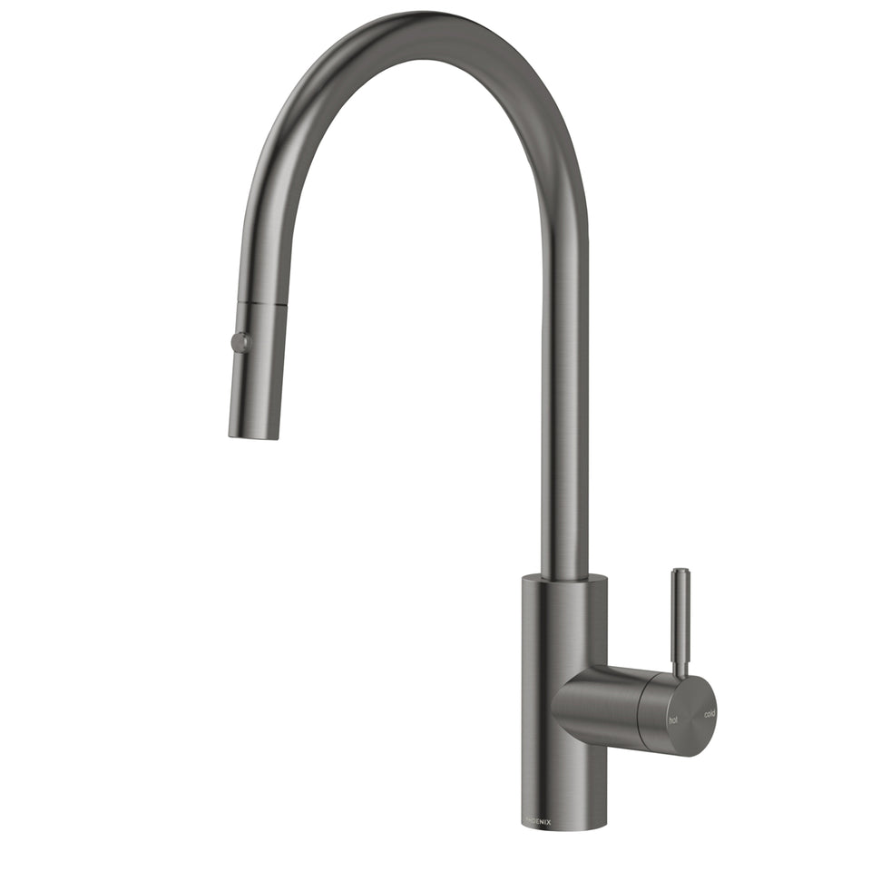 Phoenix Vivid MKII Pull Out Sink Mixer 230mm Gooseneck - Brushed Carbon