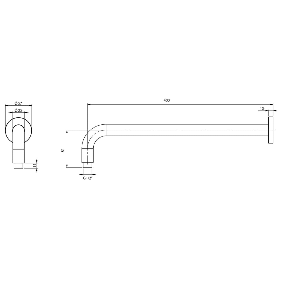 Phoenix Vivid Shower Arm 400mm Round - Brushed Bronze
