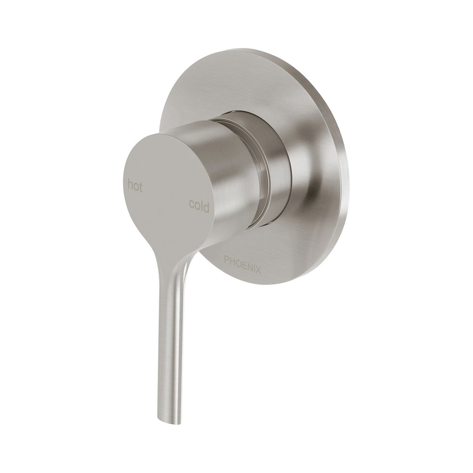 Phoenix Vivid Slimline Oval SwitchMix Shower / Wall Mixer Brushed Nickel (Complete Kit)