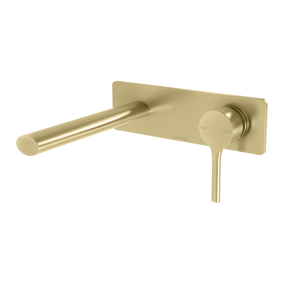 Phoenix Vivid Slimline Oval SwitchMix Wall Basin / Bath Mixer Set 175mm Brushed Gold (Complete Kit)