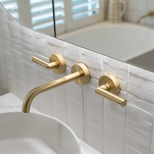 Phoenix Vivid Slimline Wall Basin Outlet 180mm Curved-Brushed Gold