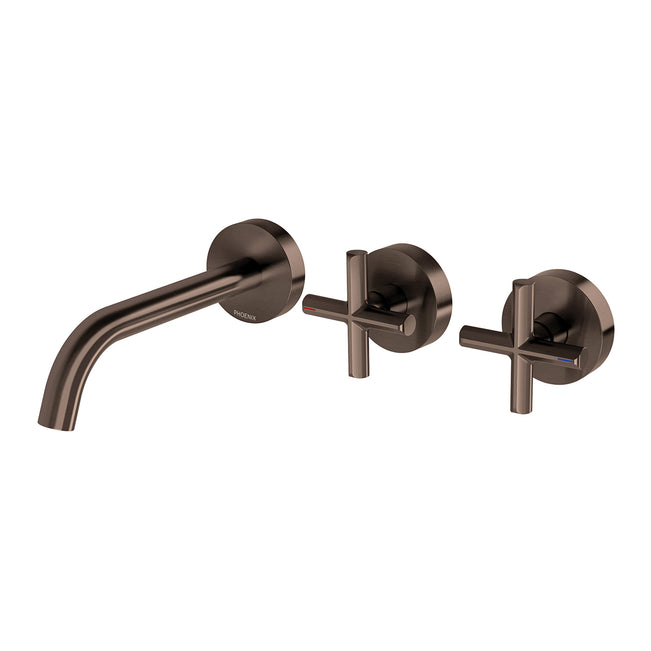 Phoenix Vivid Slimline Plus Wall Basin Bath Hostess Set 180mm Outlet - Brushed Bronze 119-1125-24-1 - The Blue Space