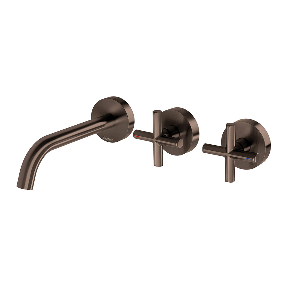 Phoenix Vivid Slimline Plus Wall Basin / Bath Hostess Set 180mm Outlet - Brushed Bronze