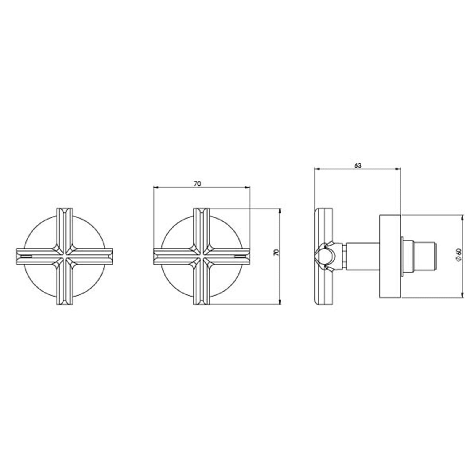 Technical Drawing Phoenix Vivid Slimline Plus Wall Top Assemblies 15mm Extended Spindles - Brushed Bronze 119-0670-24-1 - The Blue Space