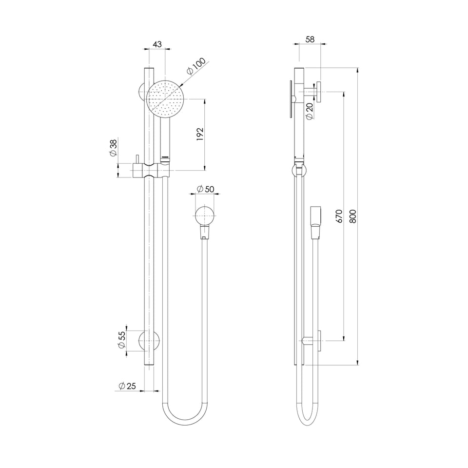 Phoenix Vivid Slimline SS 316 Rail Shower