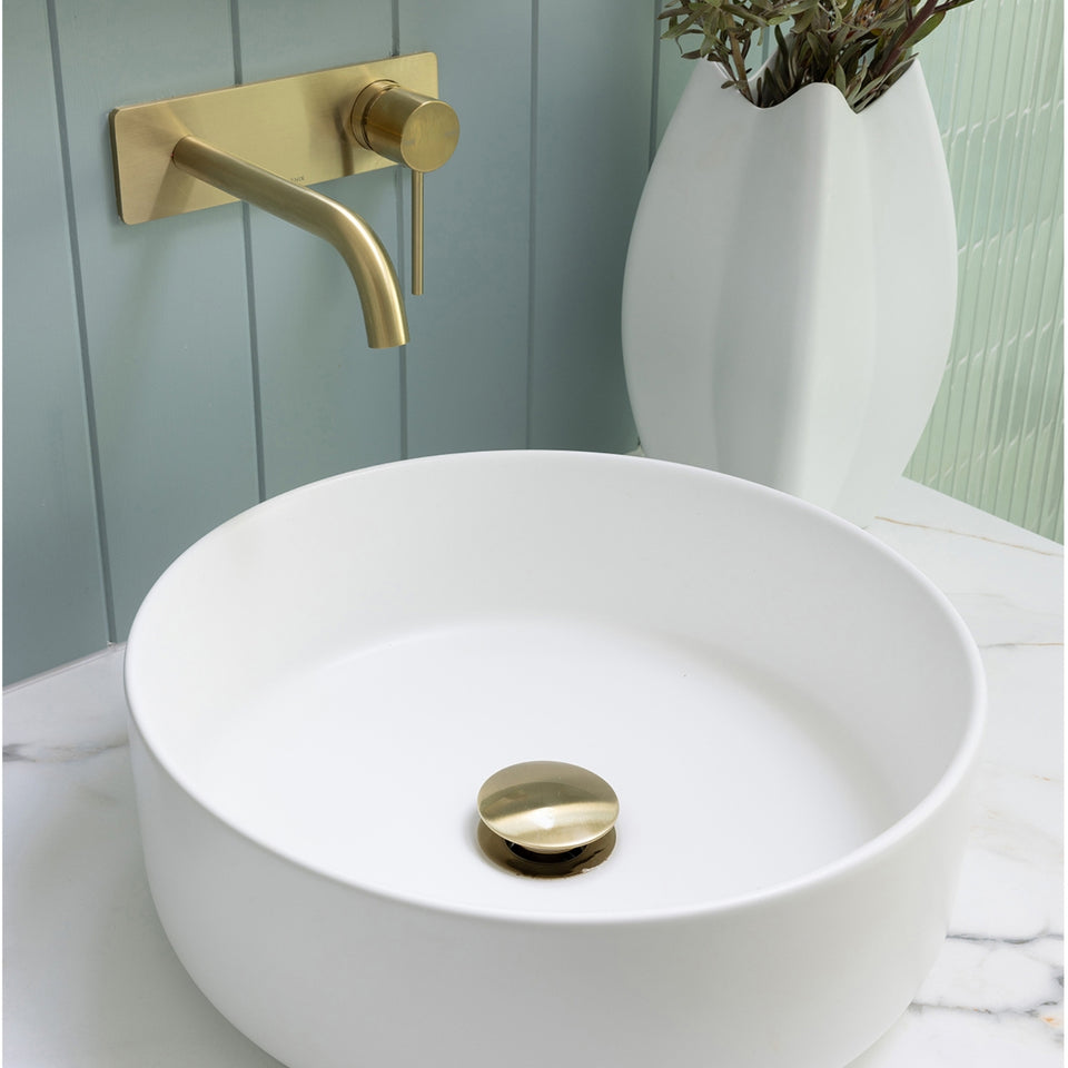 Phoenix Vivid Slimline SwitchMix Wall Basin / Bath Mixer Set 180mm Brushed Gold (Complete Kit)