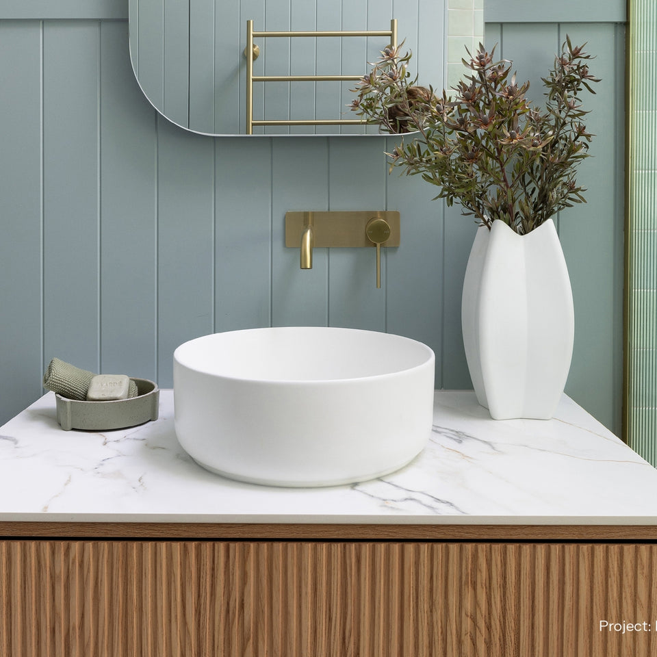 Phoenix Vivid Slimline SwitchMix Wall Basin / Bath Mixer Set 180mm Brushed Gold (Complete Kit)