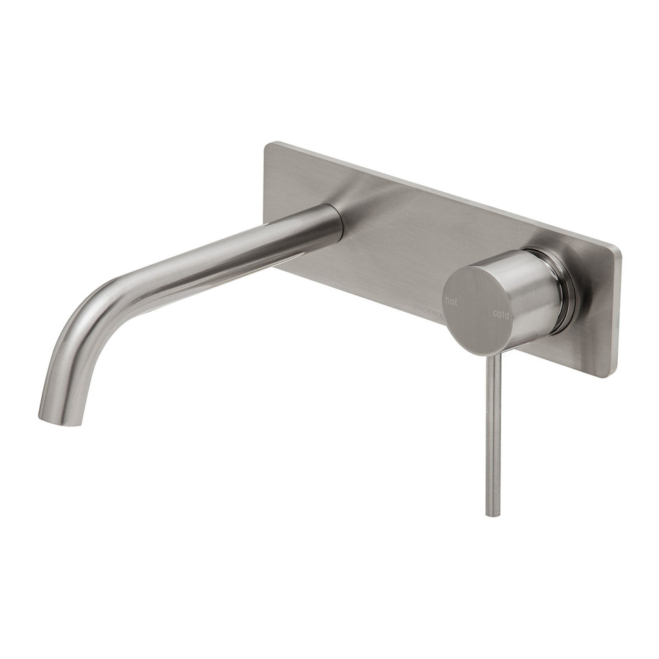 Phoenix Vivid Slimline SwitchMix Wall Basin / Bath Mixer Set 180mm Brushed Nickel (Complete Kit)