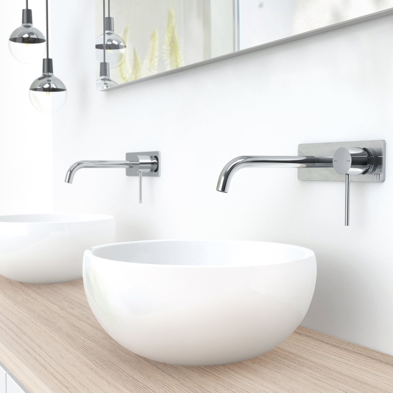 Lifestyle Phoenix Vivid Slimline SwitchMix Wall Basin / Bath Mixer Set 180mm Chrome (Fit-Off Kit Only) VS2812-00-1 - The Blue Space
