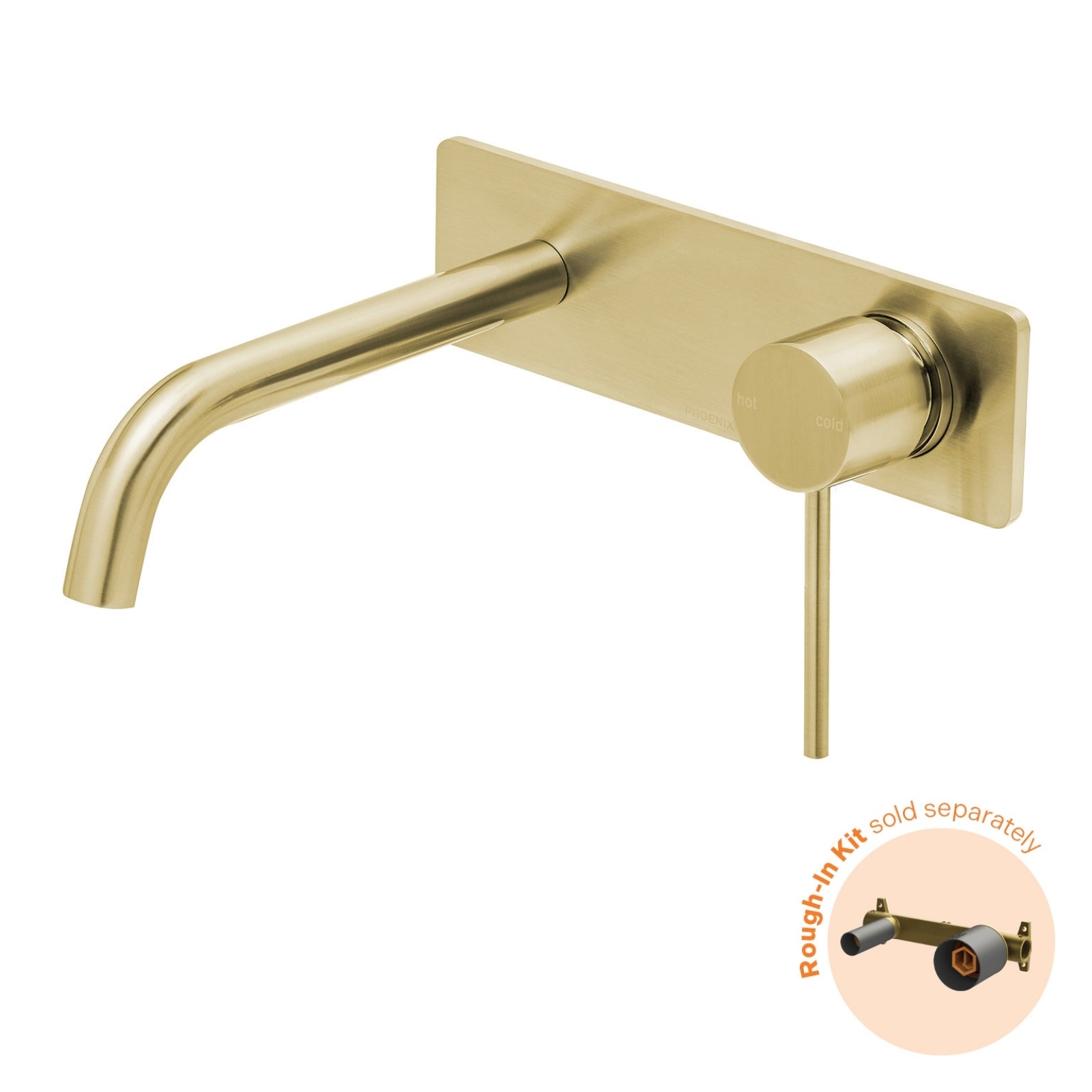 Phoenix Vivid Slimline SwitchMix Wall Basin / Bath Mixer Set 230mm Brushed Gold (Fit-Off Kit Only) VS2813-12-1 - The Blue Space