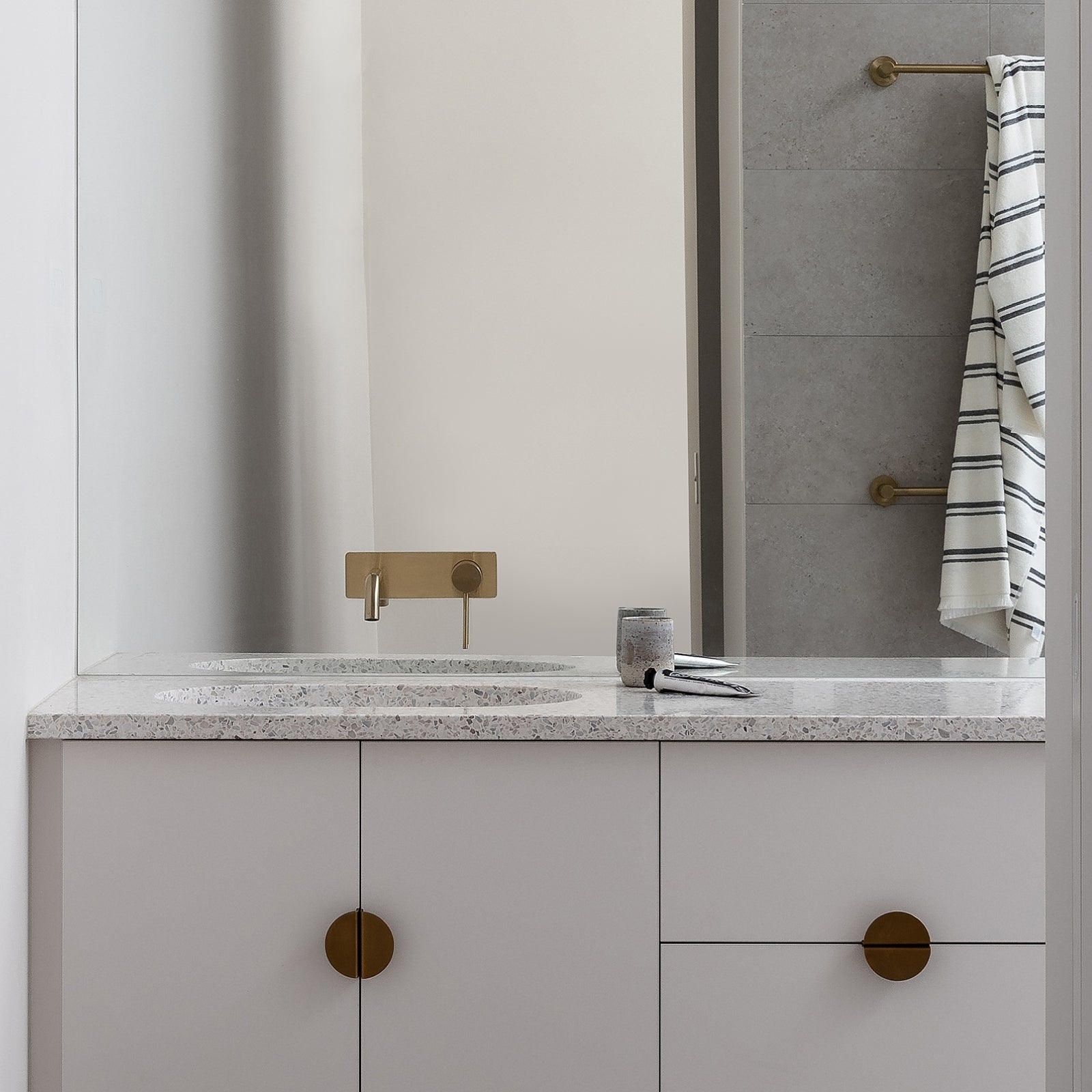 Lifestyle 1 Phoenix Vivid Slimline SwitchMix Wall Basin / Bath Mixer Set 230mm Brushed Gold (Fit-Off Kit Only) VS2813-12-1 - The Blue Space