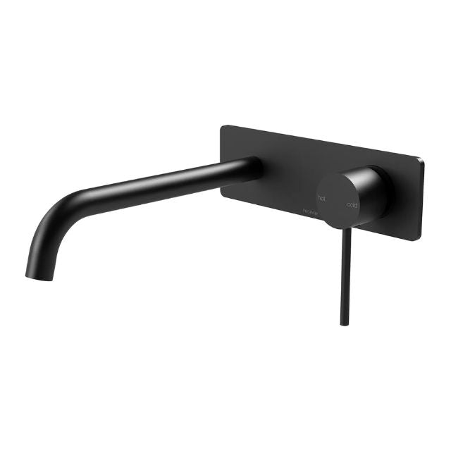 Phoenix Vivid Slimline SwitchMix Wall Basin/Bath Mixer Set 230mm Matte Black (Complete Kit)