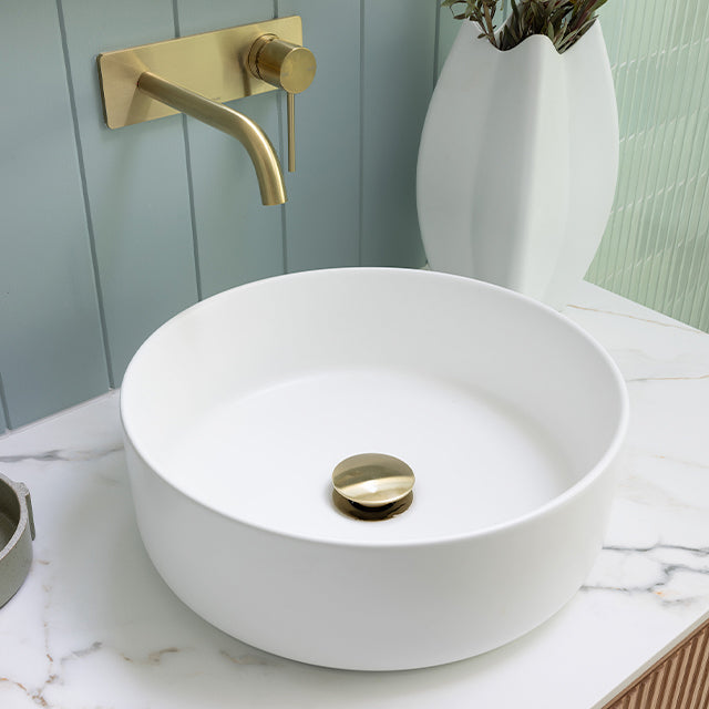 Phoenix Vivid Slimline SwitchMix Wall Basin Set 180mm Curved-Brushed Gold