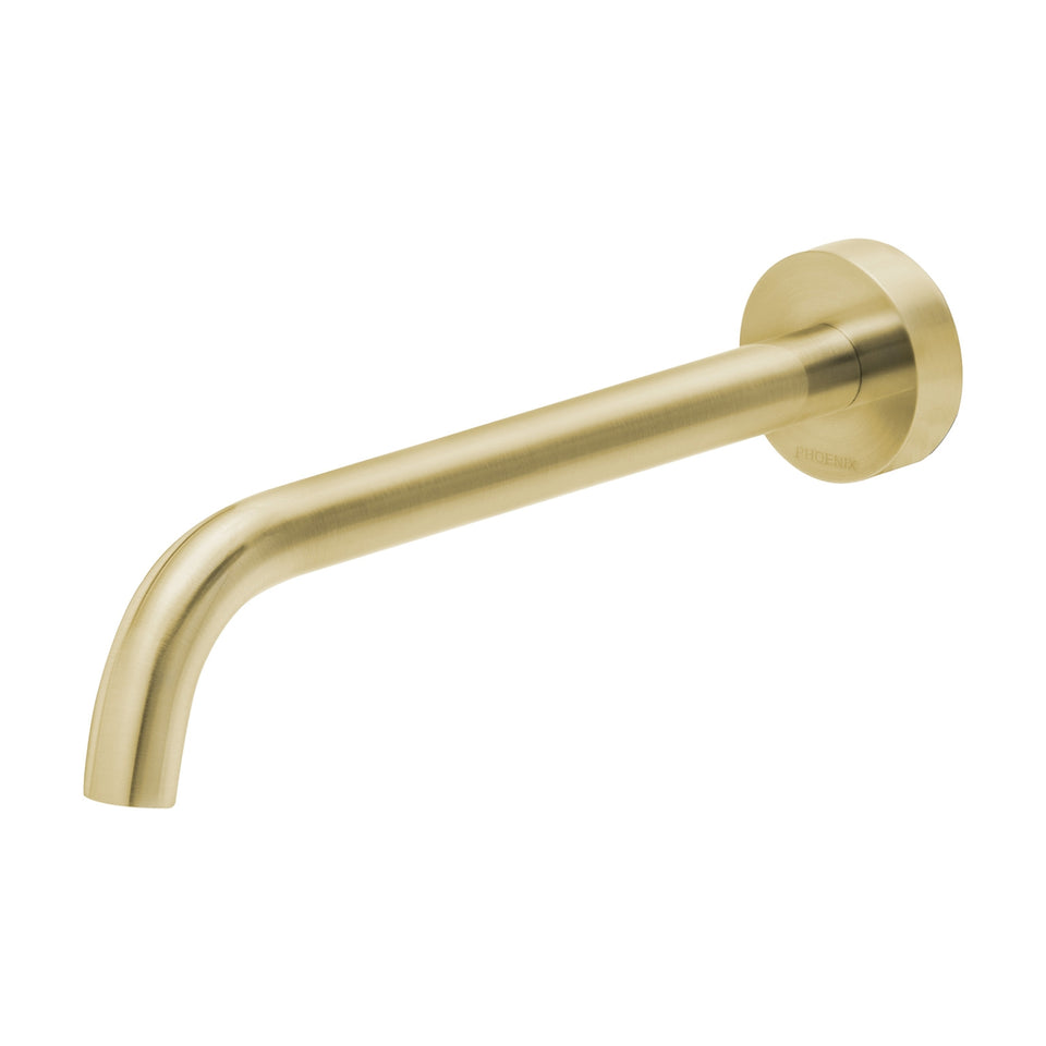 Phoenix Vivid Slimline Wall Bath Outlet 230mm Curved - Brushed Gold