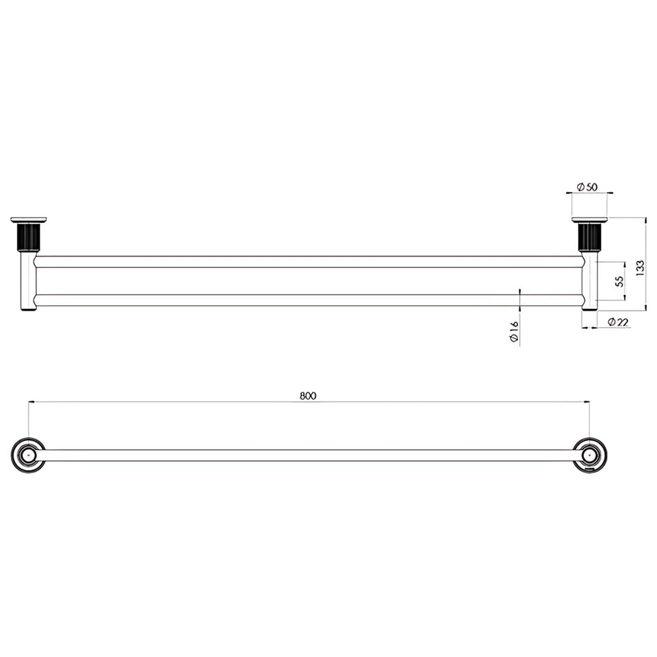Phoenix Wiltern Double Towel Rail 800mm Brushed Nickel