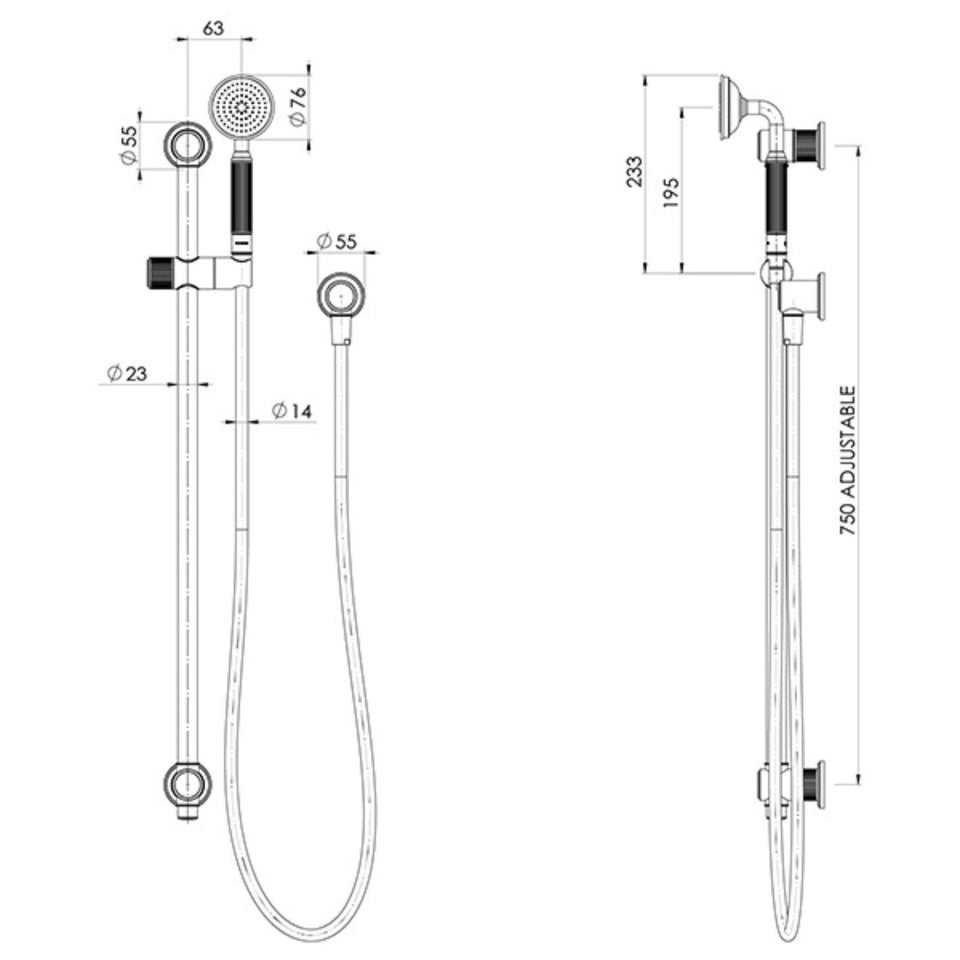 Phoenix Wiltern Rail Shower Chrome