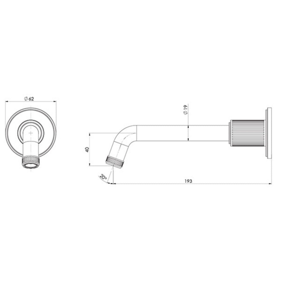 Phoenix Wiltern Wall Basin / Bath Outlet 190mm - Chrome