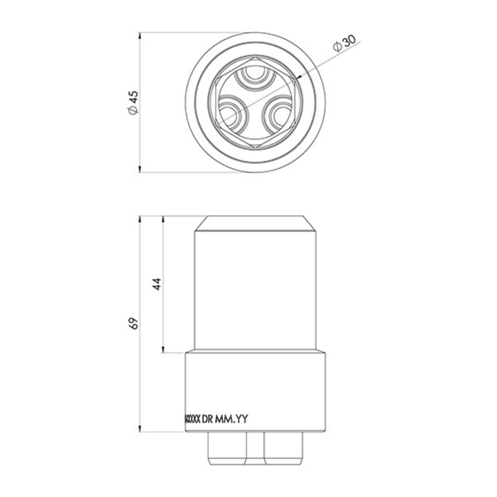Technical Drawing Phoenix Wiltern Wall Mixer Body Extension 25mm - Brushed Nickel 144-9664-40-1 - The Blue Space