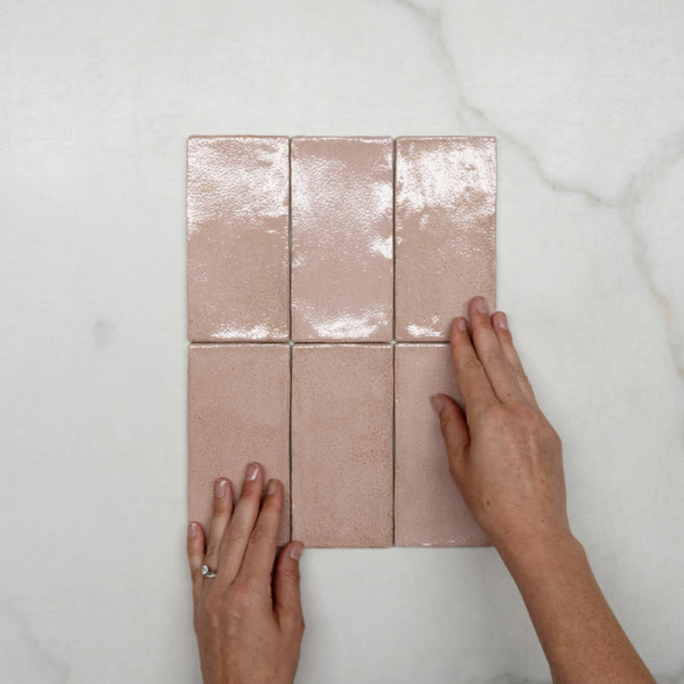 Pink Dianna Hand Made Subway Tile 75 x 150 x 9mm Spanish Ceramic
