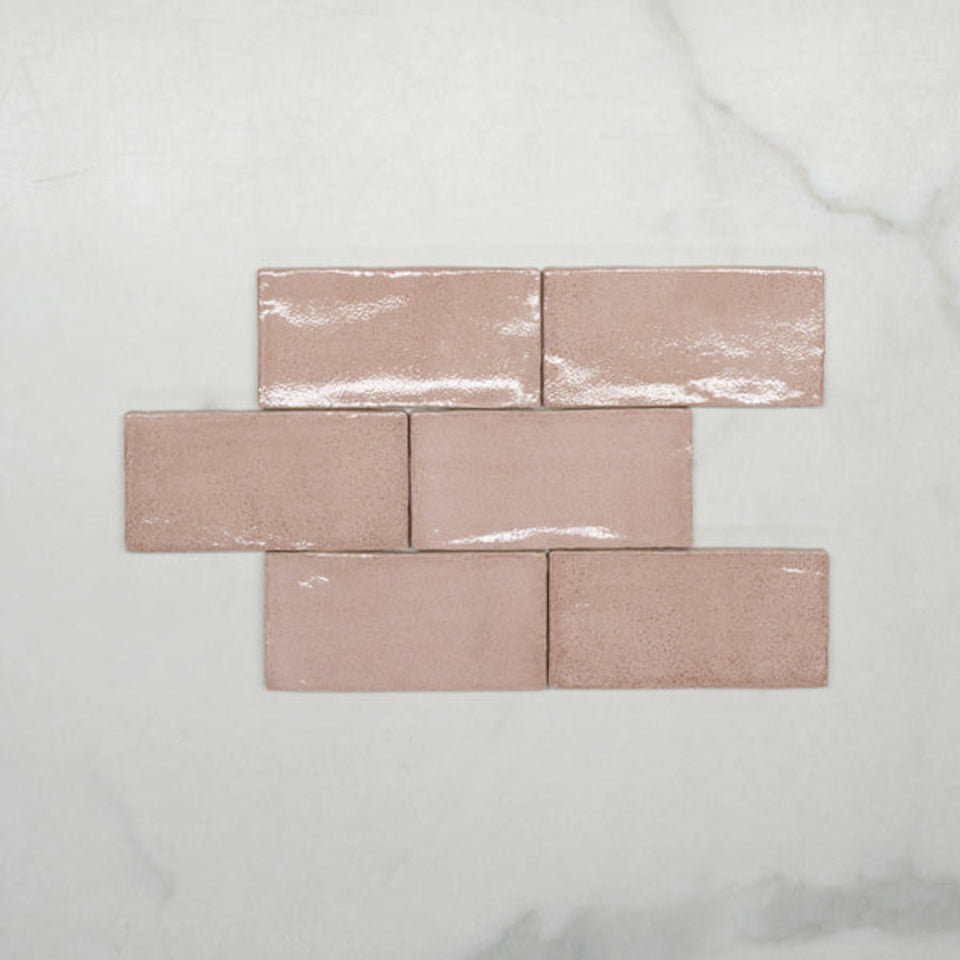 Pink Dianna Hand Made Subway Tile 75 x 150 x 9mm Spanish Ceramic