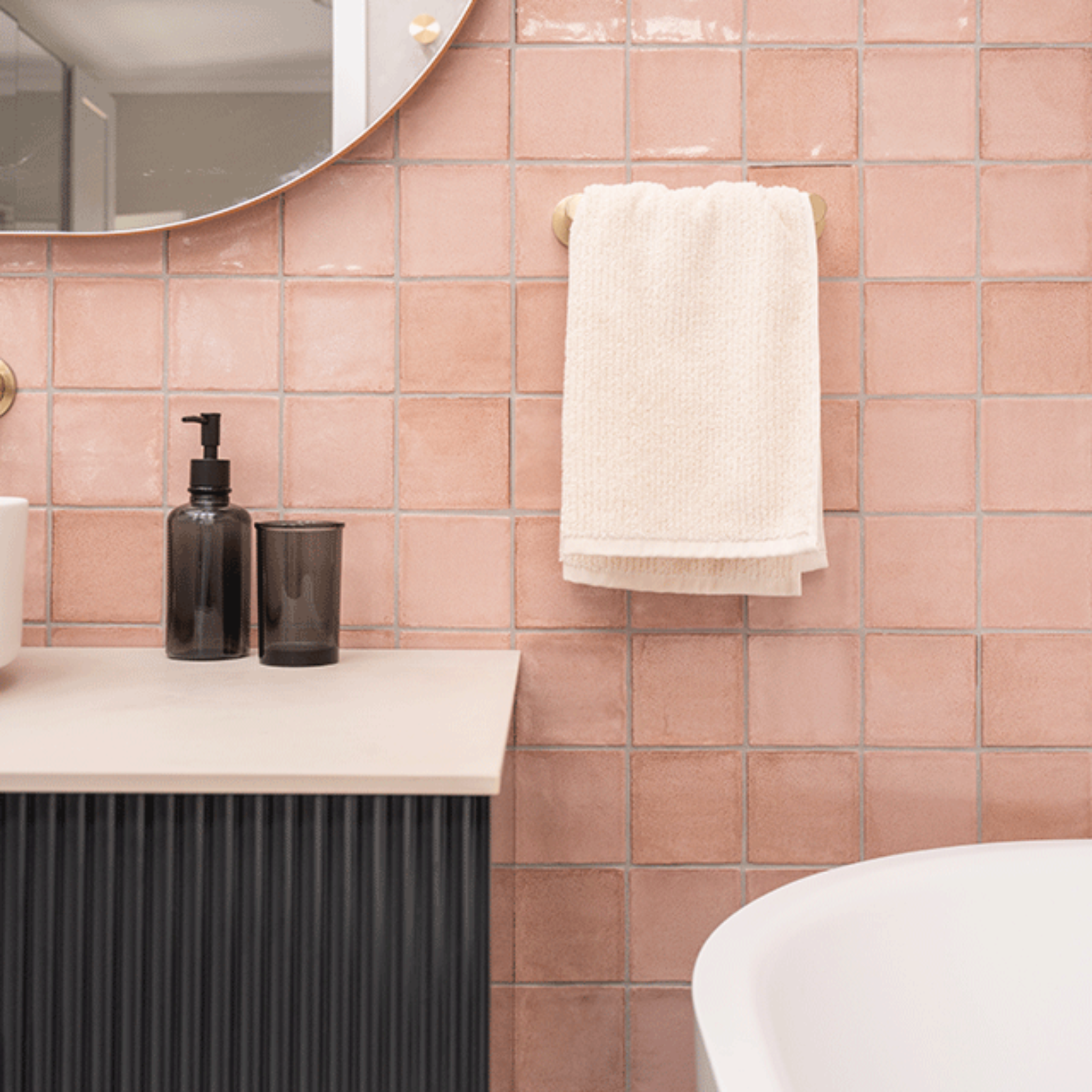 Pink Dianna Zellige Tile 100 x 100 x 9mm Spanish Ceramic  - The Blue Space