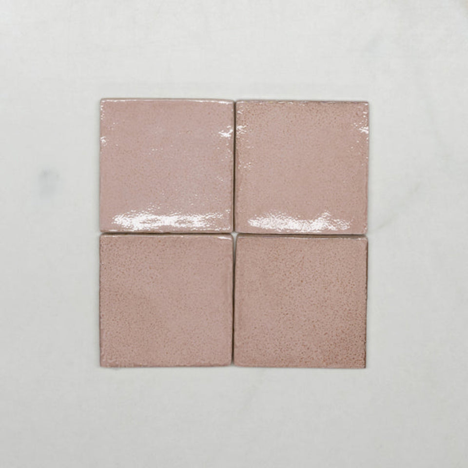 Pink Dianna Zellige Tile 100 x 100 x 9mm Spanish Ceramic
