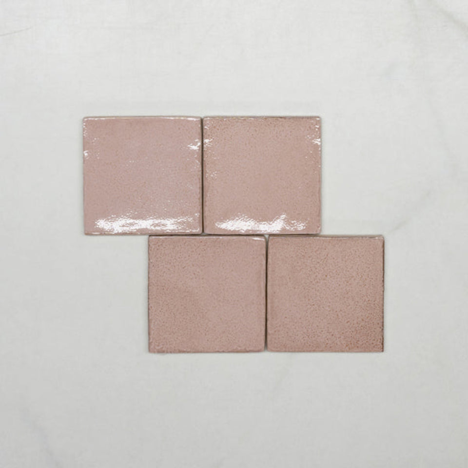 Pink Dianna Zellige Tile 100 x 100 x 9mm Spanish Ceramic