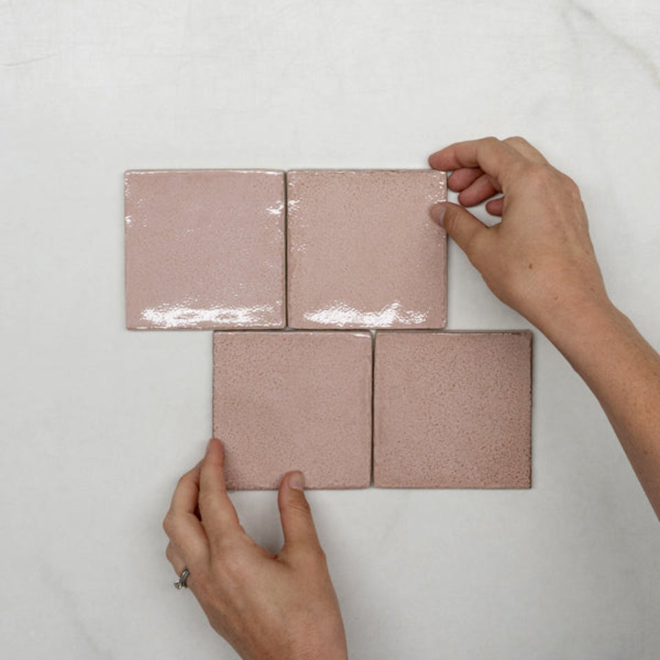 Pink Dianna Zellige Tile 100 x 100 x 9mm Spanish Ceramic
