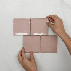 Pink Dianna Zellige Tile 100 x 100 x 9mm Spanish Ceramic