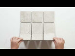 Valerie Ivory Travertine Straight Bond Cobblestone Porcelain Tile Sheets