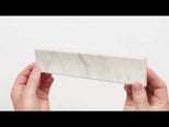 Matrix White Marble Look Satin Porcelain Concave Subway Tile 50mm x 300mm