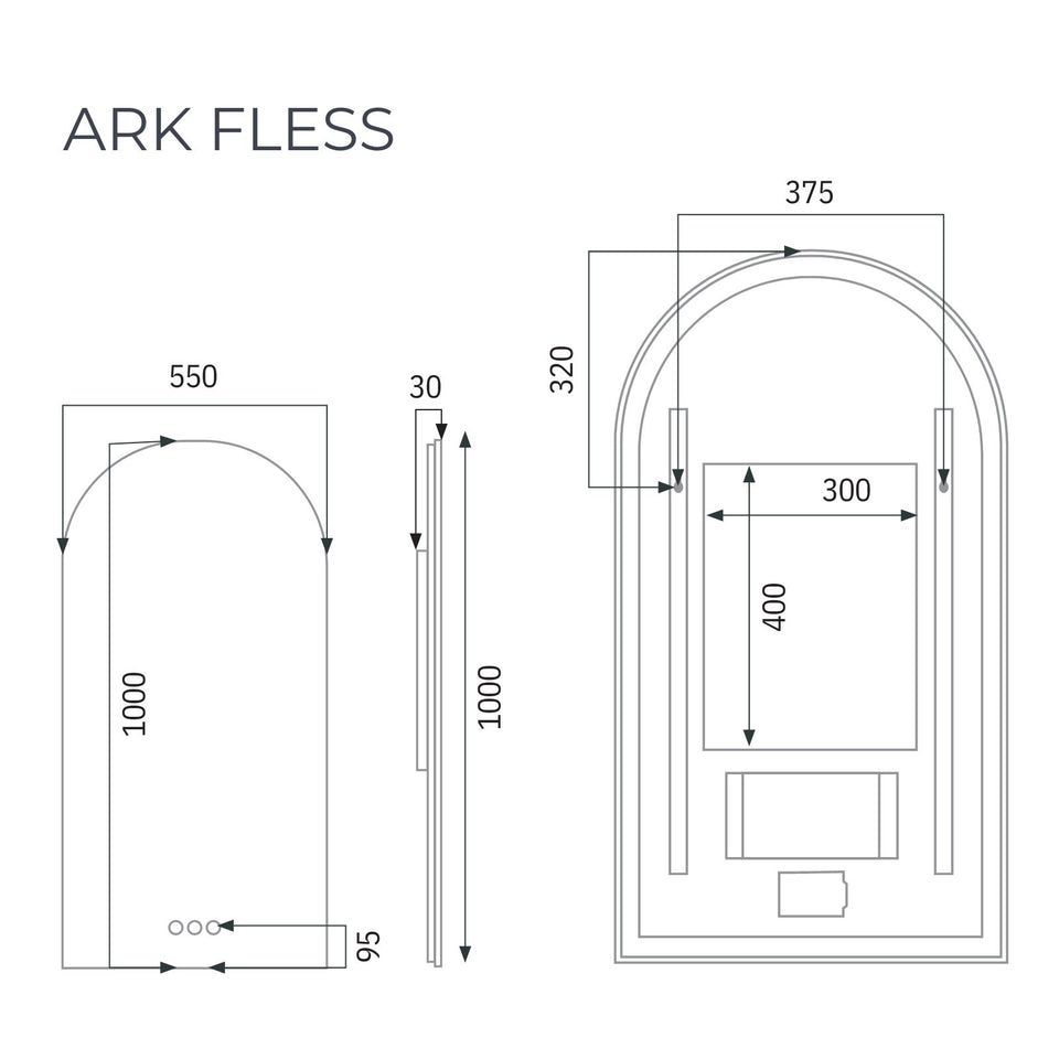 Radiant Ark Frameless LED Mirror 1000mm - 1800mm