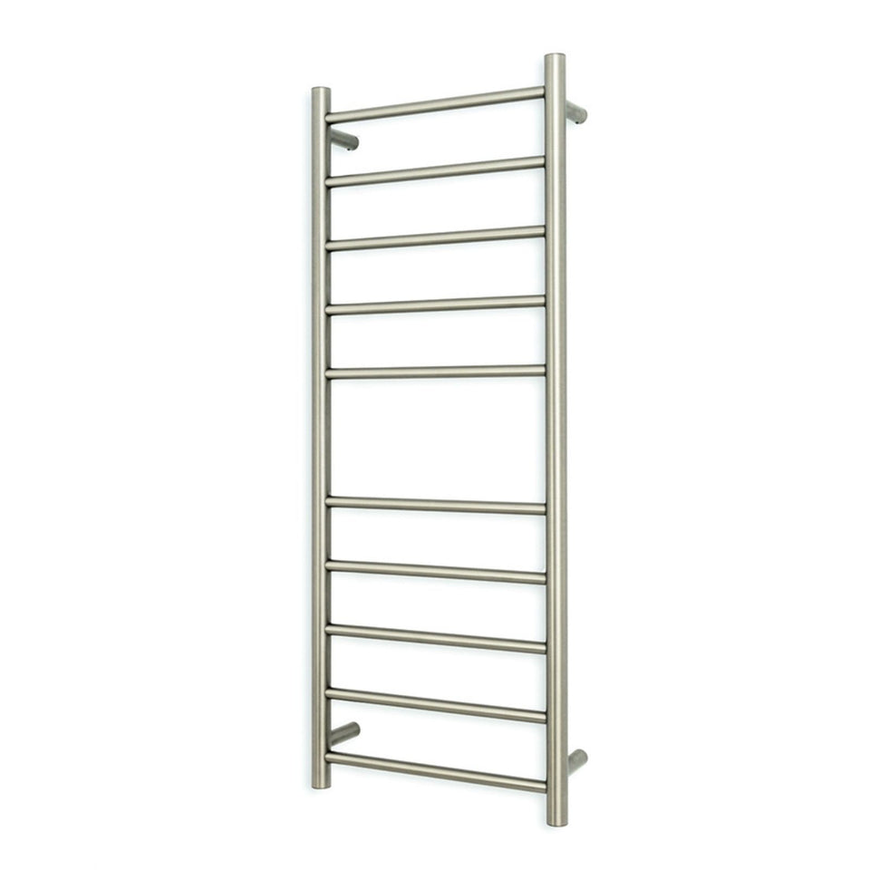 Radiant 10 Bar Round Heated Towel Ladder 430w x 1100h - Brushed Nickel