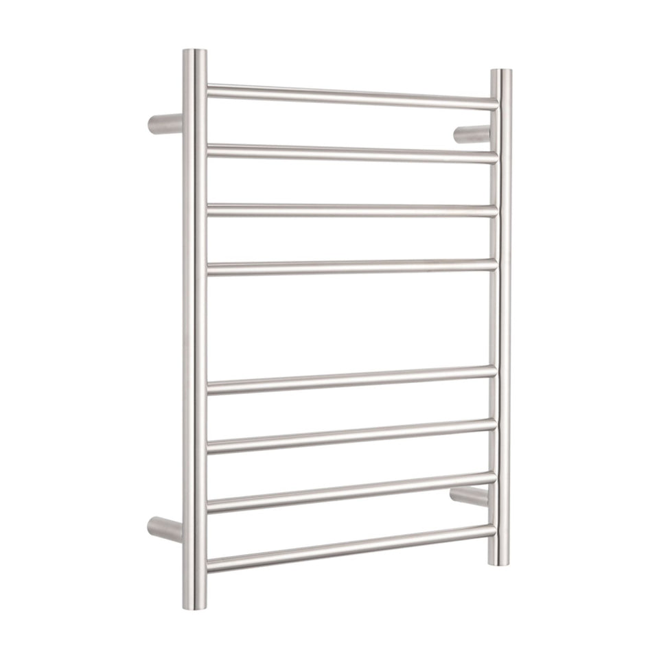 Radiant Round 8 Bar Heated Rail 530mmx700mm Brushed Stainless Steel