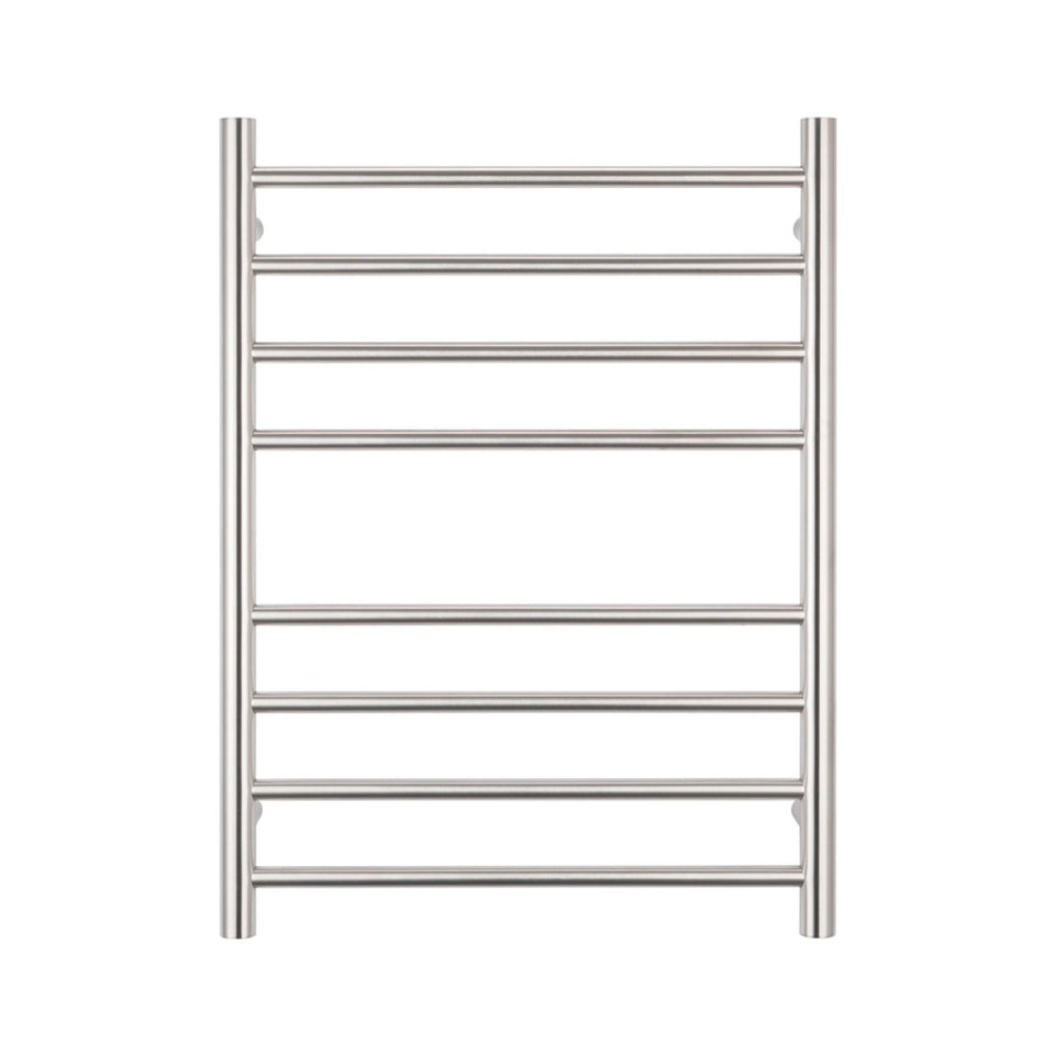 Radiant Round 8 Bar Heated Rail 530mmx700mm Brushed Stainless Steel