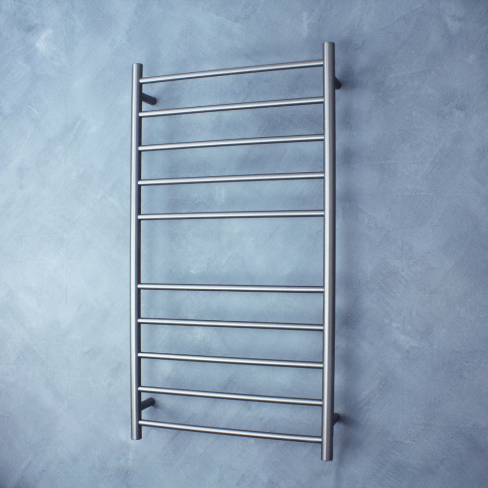 Radiant 10 Bar Round Heated Towel Ladder 600w x 1100h - Gunmetal