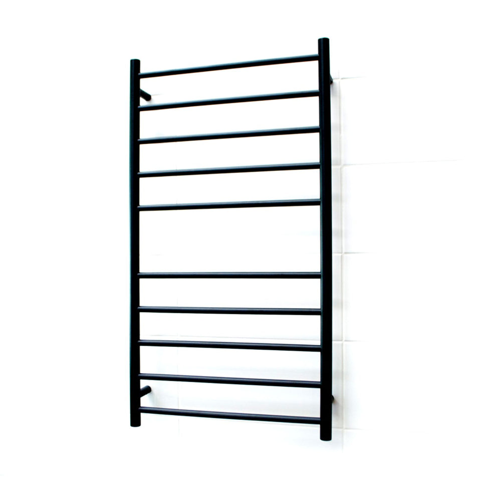 Radiant Round 10 Bar Heated Towel Ladder 600 x 1100 Matte Black