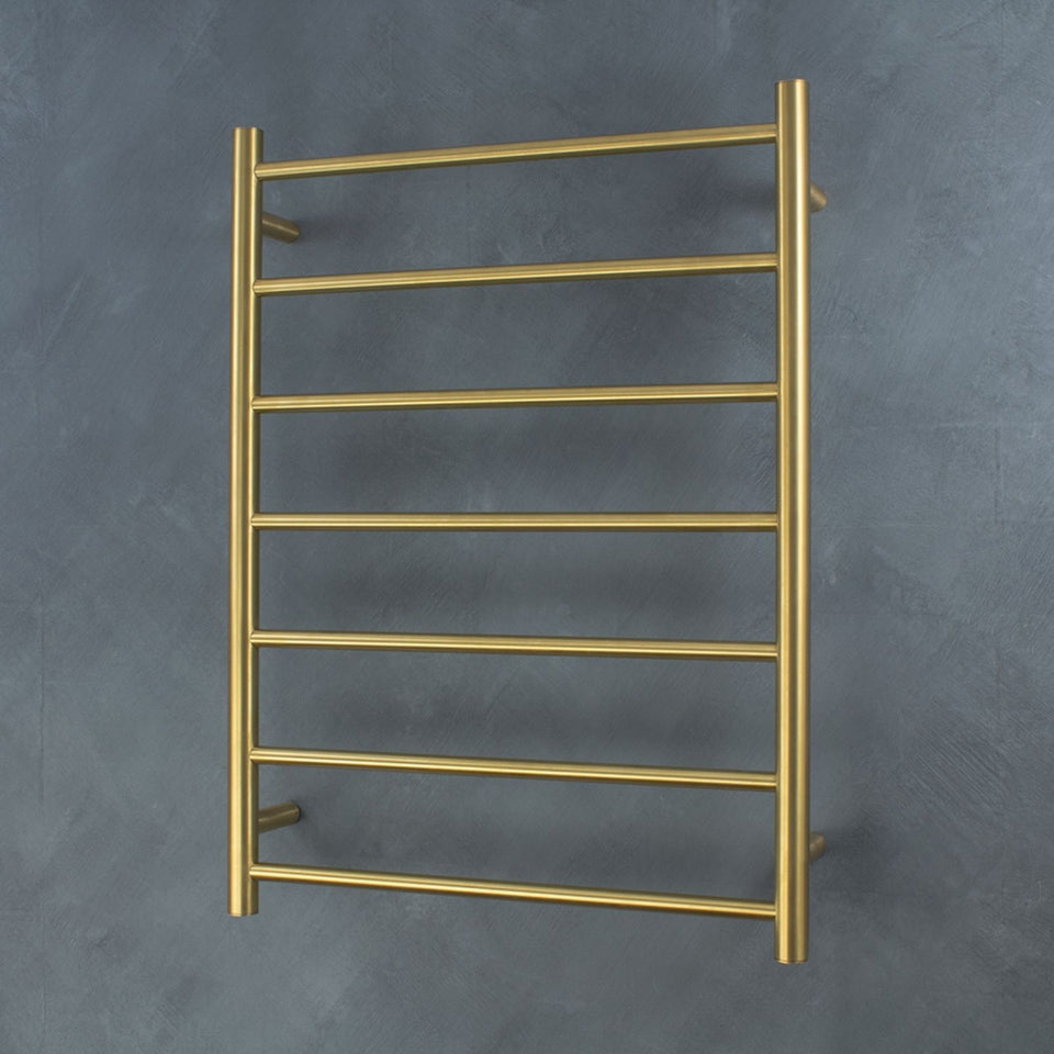 Radiant Round 7 Bar Heated Rail 600mmx800mm Brushed Gold