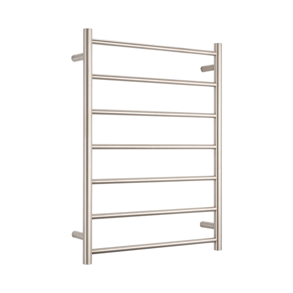 Radiant Round 7 Bar Heated Towel Ladder 600w x 800h - Brushed Nickel