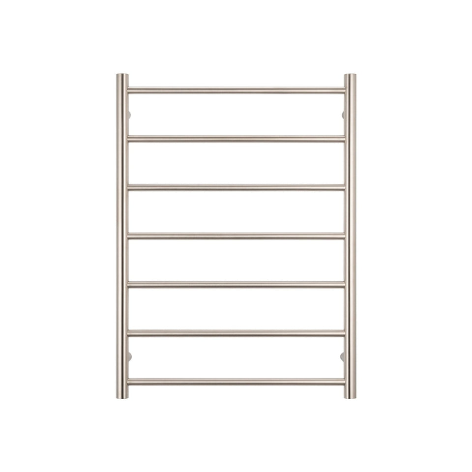 Radiant Round 7 Bar Heated Towel Ladder 600w x 800h - Brushed Nickel