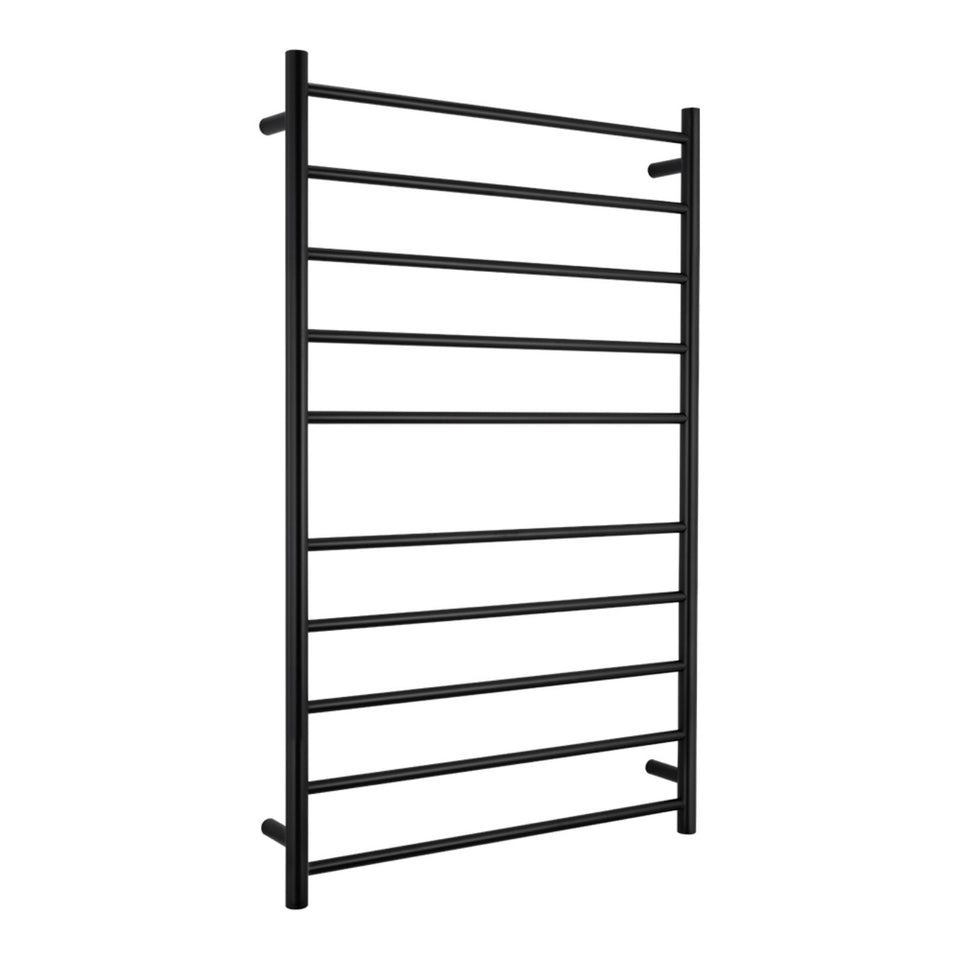 Radiant Round 10 Bar Heated Towel Ladder 750 x 1200 Matte Black
