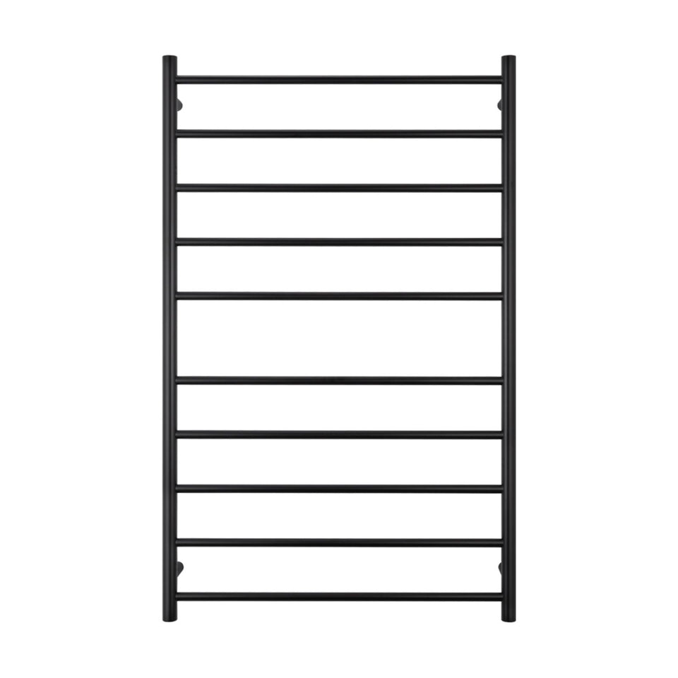Radiant Round 10 Bar Heated Towel Ladder 750 x 1200 Matte Black