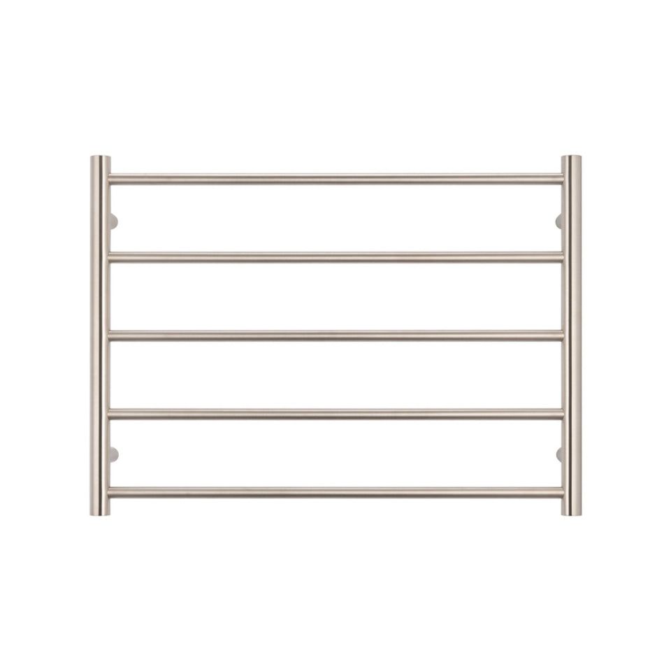Radiant Round 5 Bar Heated Towel Ladder 750w x 550h - Brushed Nickel