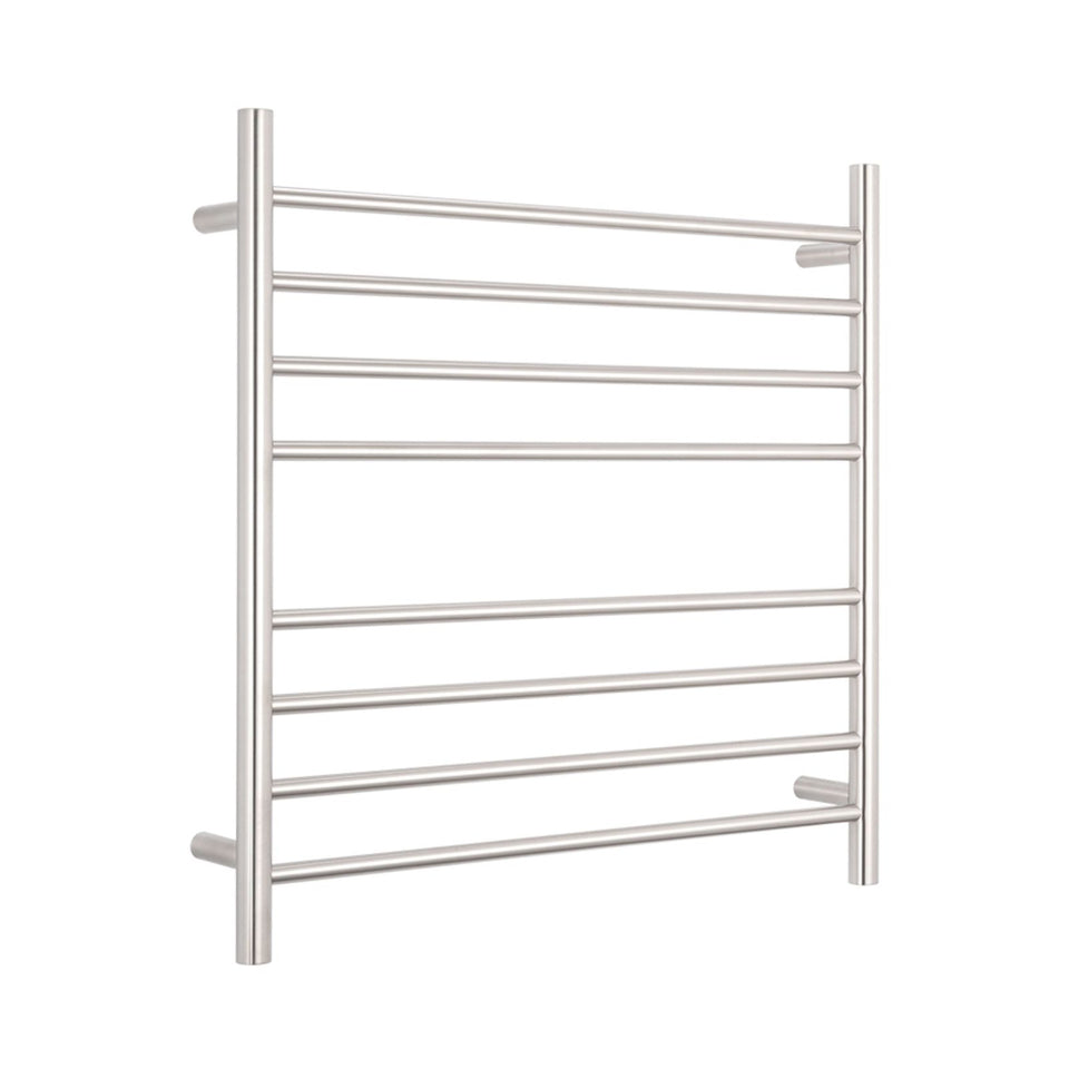 Radiant Round 8 Bar Heated Rail 750mmx750mm Brushed Stainless Steel