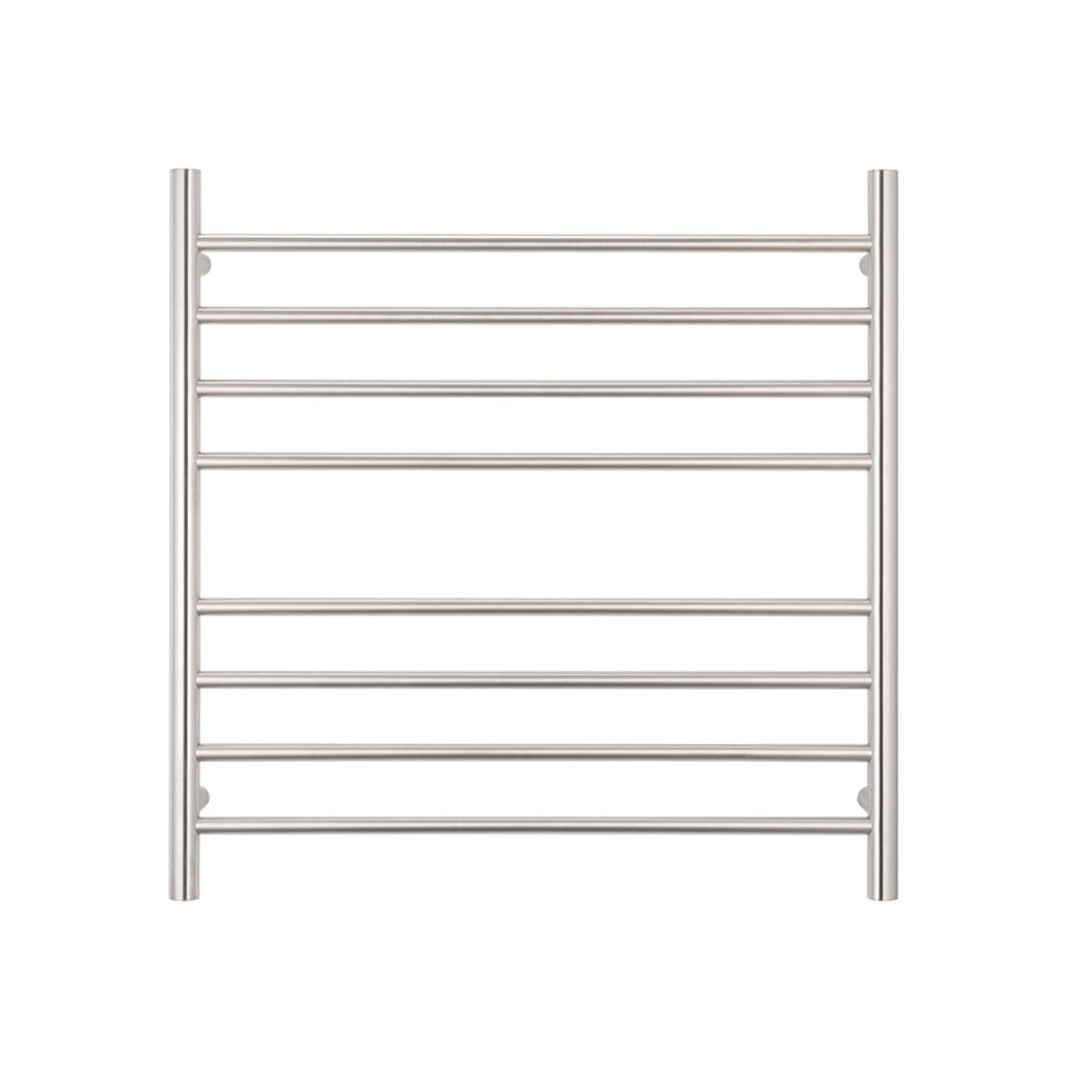 Radiant Round 8 Bar Heated Rail 750mmx750mm Brushed Stainless Steel