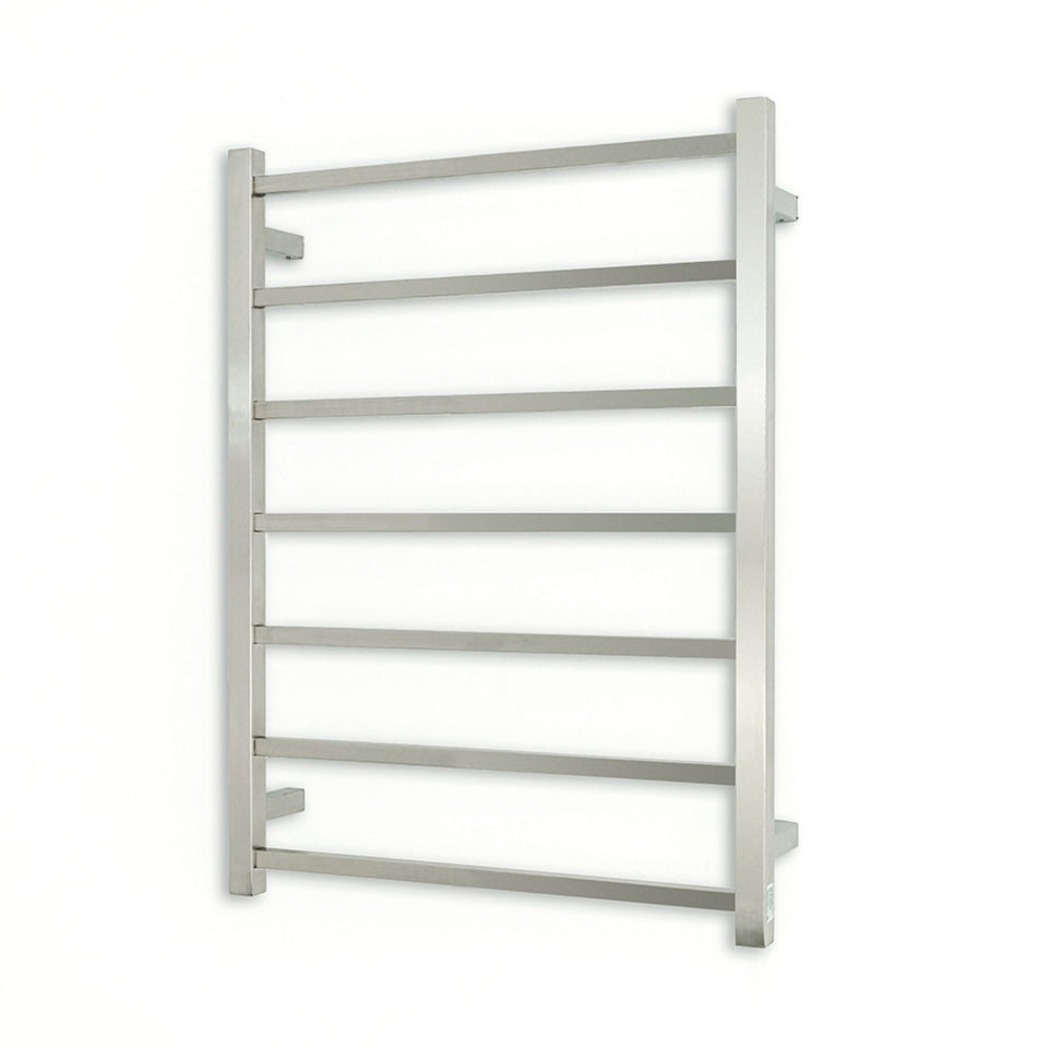 Radiant Square 7 Bar Heated Rail 600x 800 Brushed Stainless Steel